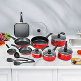 Juego de ollas y sartenes de cocina antiadherentes anodizado duro de 17 piezas