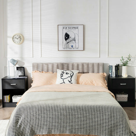 2 Pieces Nightstand with Storage Drawer and Cabinet