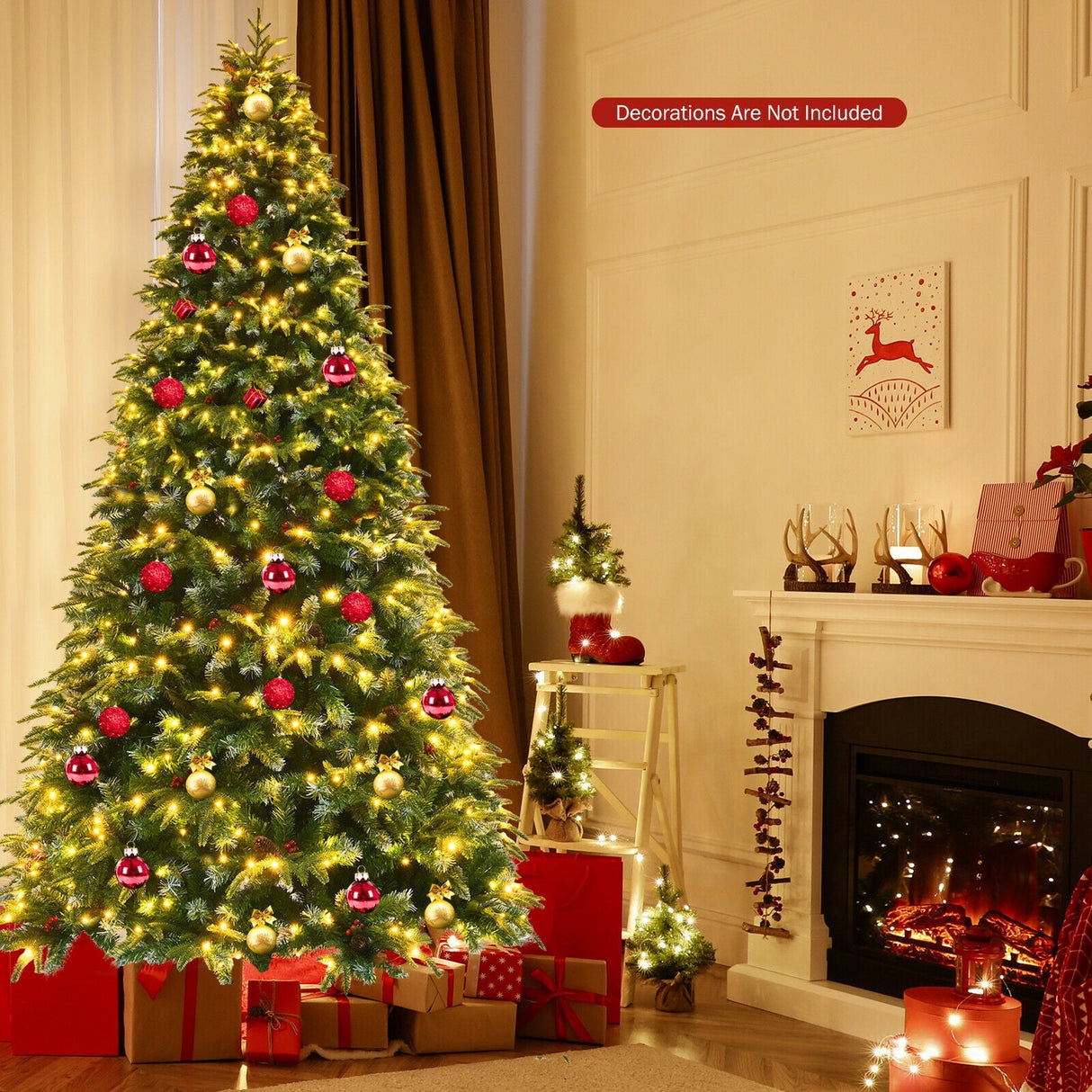 Pre-Lit Snowy Christmas Hinged Tree with Multi-Color Lights