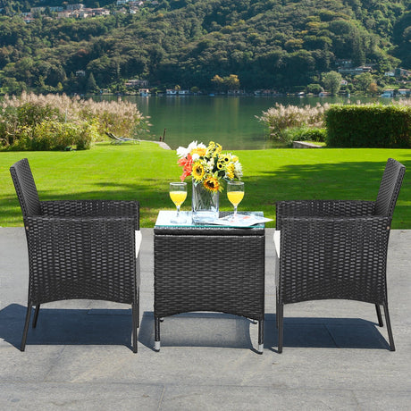 2 Sillas de mimbre para patio con cómodos cojines de asiento