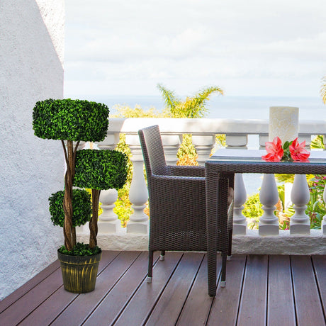 Árbol topiario artificial de boj de 36 pulgadas con protección UV para interiores y exteriores