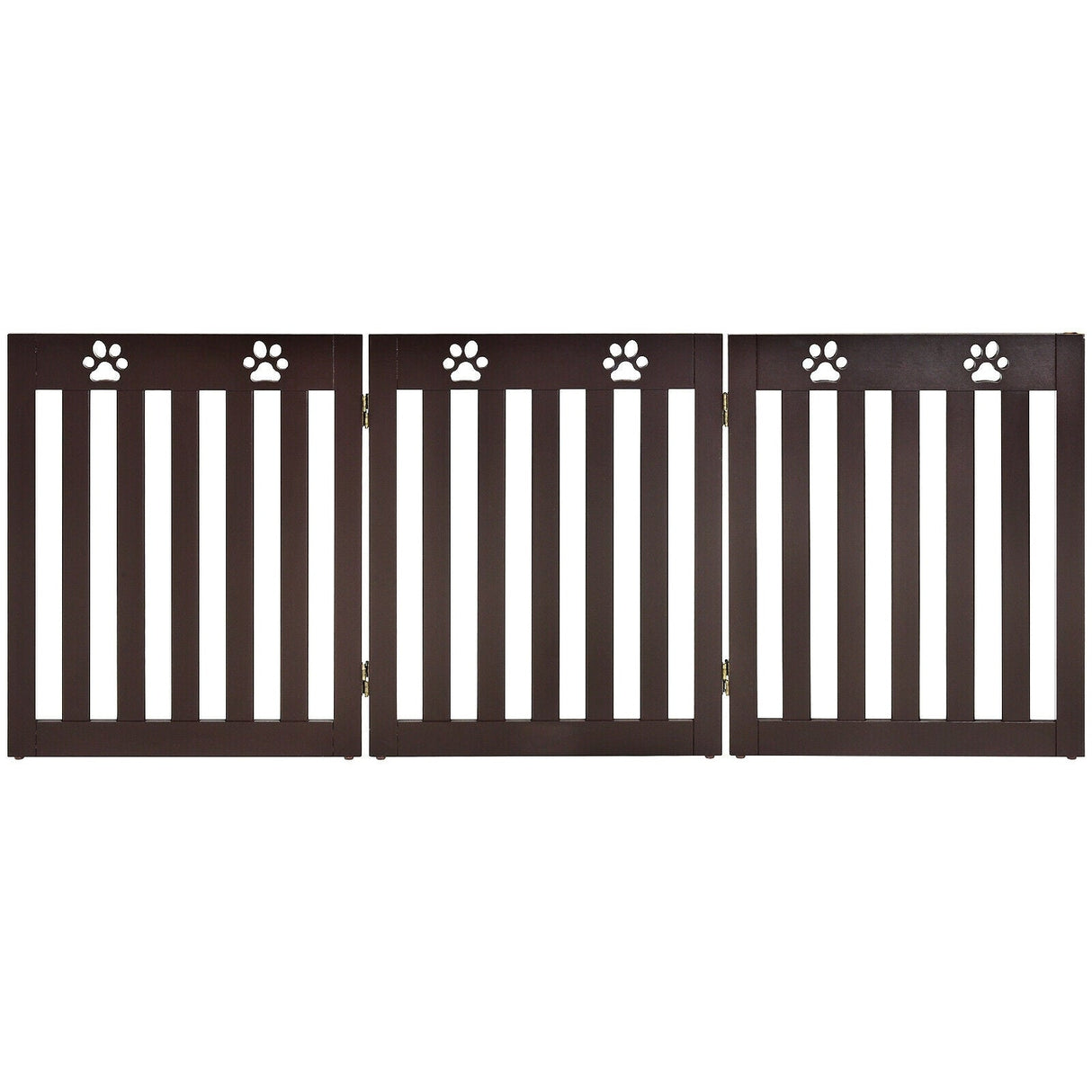 24 Inch Folding Wooden Freestanding Dog Gate with 360¬∞ Flexible Hinge for Pet