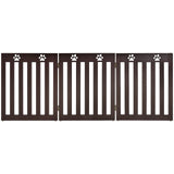 24 Inch Folding Wooden Freestanding Dog Gate with 360¬∞ Flexible Hinge for Pet