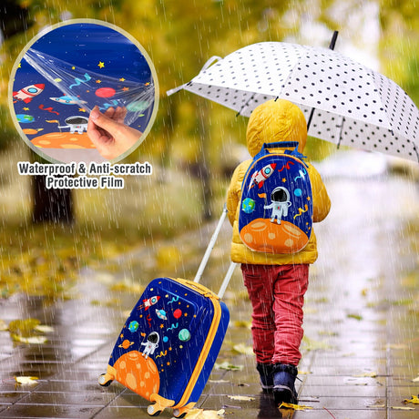 Juego de equipaje de 2 piezas para niños, maleta con ruedas y mochila - Rosa