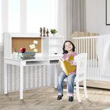 Juego de escritorio y silla para niños, escritorio de estudio con estantería y repisas