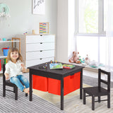 Juego de mesa de actividades 2 en 1 para niños y 2 sillas con mesa de bloques de construcción con almacenamiento