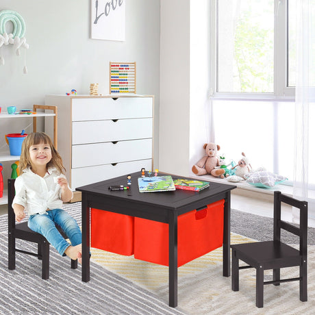 Juego de mesa de actividades 2 en 1 para niños y 2 sillas con mesa de bloques de construcción con almacenamiento