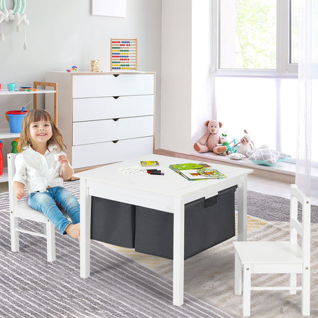 Juego de mesa de actividades 2 en 1 para niños y 2 sillas con mesa de bloques de construcción con almacenamiento