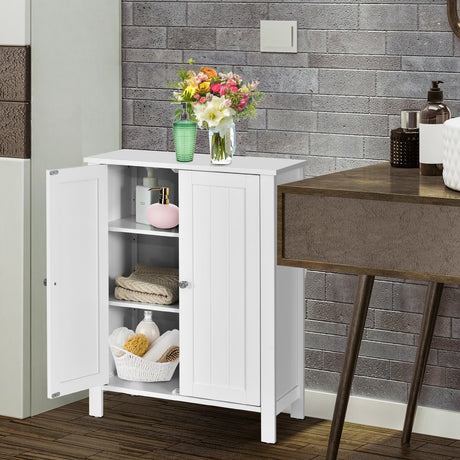 Organizador de almacenamiento de pie para baño de 2 puertas con ahorro de espacio