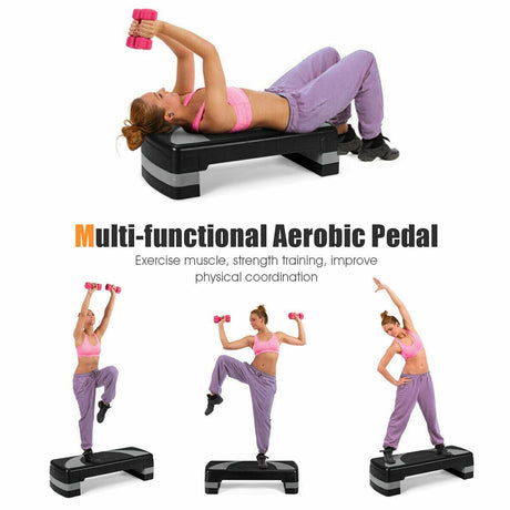 Plataforma Aeróbica Ajustable de 31 Pulgadas con Almohadillas Antideslizantes-Gris