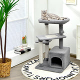 Árbol para gatos con percha y pelota colgante para juego y descanso en interiores