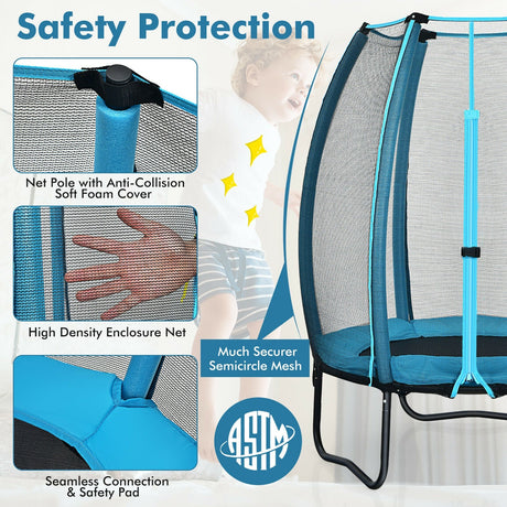 Cama Elástica Recreativa Infantil de 1.2 metros con Red de Seguridad - Azul