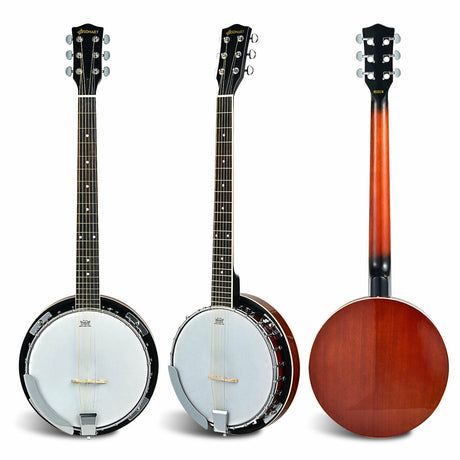 Banjo profesional Sonart de tamaño completo de 39 pulgadas y 6 cuerdas con 24 tensores y espalda abierta