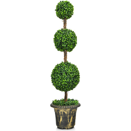Planta de topiario artificial de bola triple de 4 pies