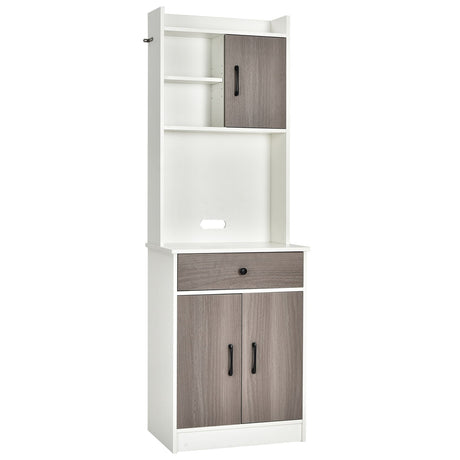 Alacena de cocina de 3 puertas y 71 pulgadas con despensa, bufé, almacenamiento y estante ajustable