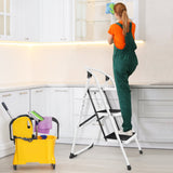Escalera Plegable de 3 Peldaños con Asa y Plataforma Antideslizante