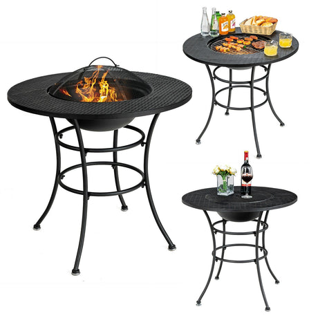 Mesa de Comedor con Brasero para Patio de 31.5 Pulgadas con Rejilla para Barbacoa
