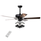 50 Inch Noiseless Ceiling Fan Light with Explosion-proof Glass Lampshades-Black
