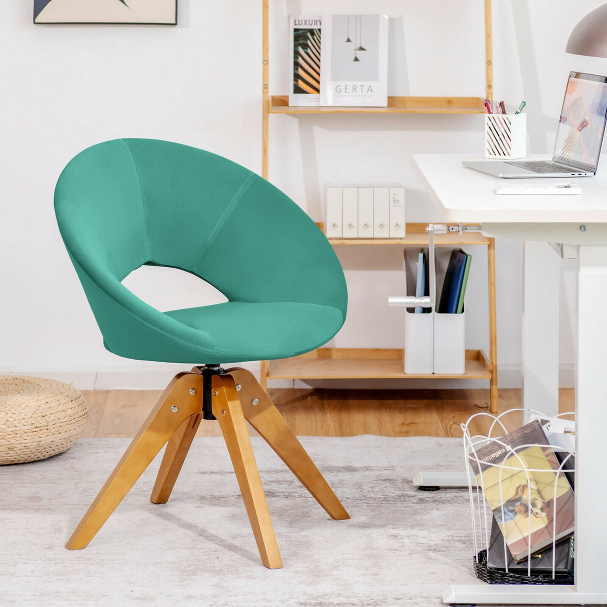 Sillón giratorio con asiento tapizado extragrande para oficina en casa