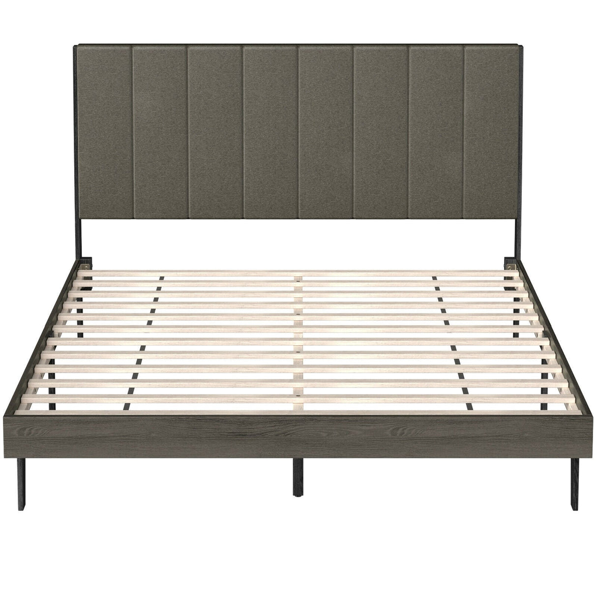Base de cama tapizada Queen con cabecero capitoné