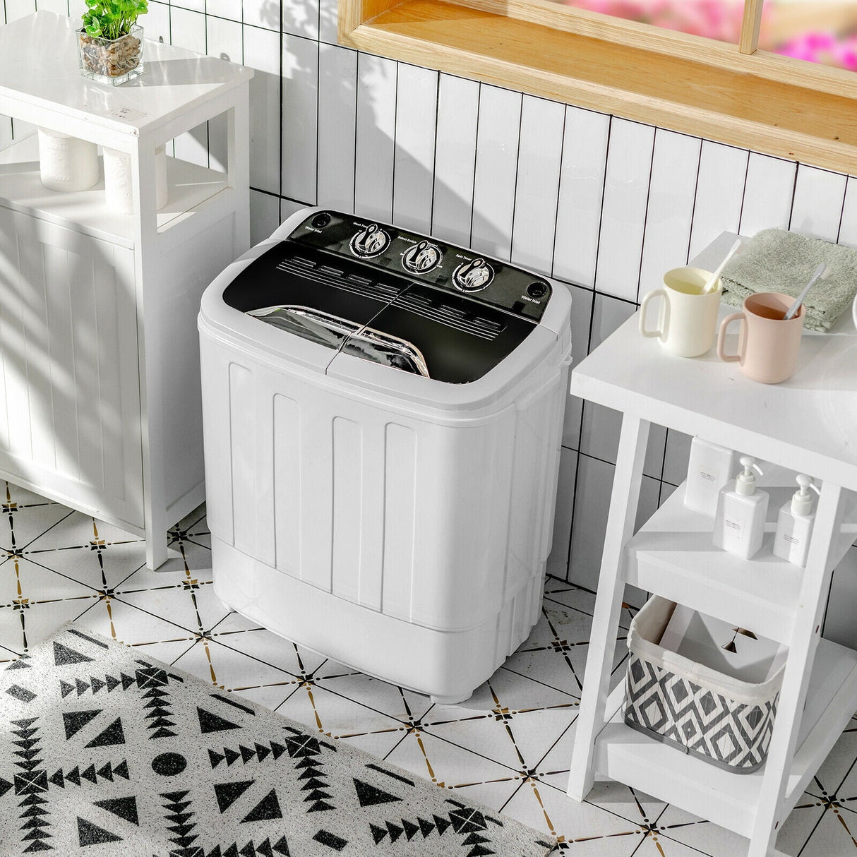 Mini lavadora semi-automática de doble tina de 8 libras con centrifugadora portátil