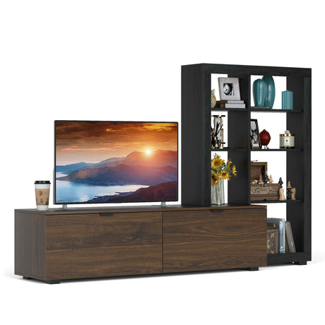 Mueble de TV 2 en 1 con estantería de 4 niveles para televisores de hasta 50 pulgadas