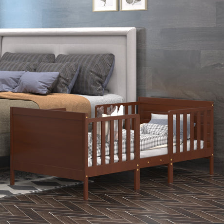 Mueble convertible 2 en 1 de madera para dormitorio infantil con barandillas de seguridad