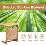 Mesa auxiliar de sofá de bambú, mesita de noche con bolsa de almacenamiento