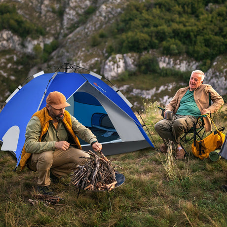 Tienda de camping emergente instantánea impermeable 2 en 1 para 4 personas - Azul