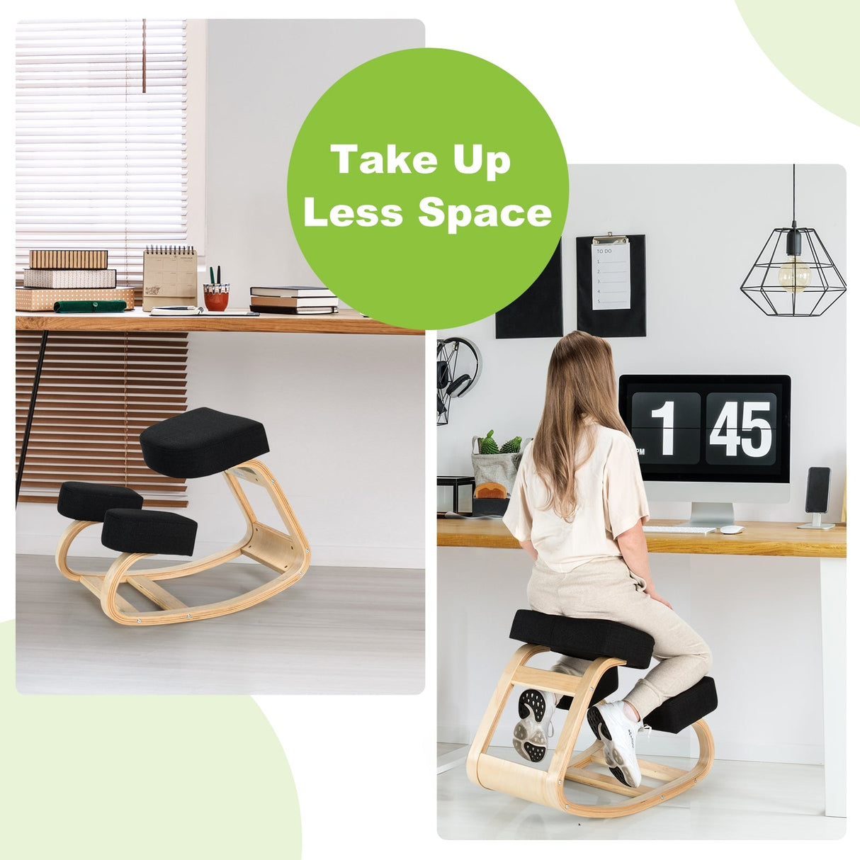 Silla ergonómica arrodillada, taburete oscilante para oficina, postura erguida