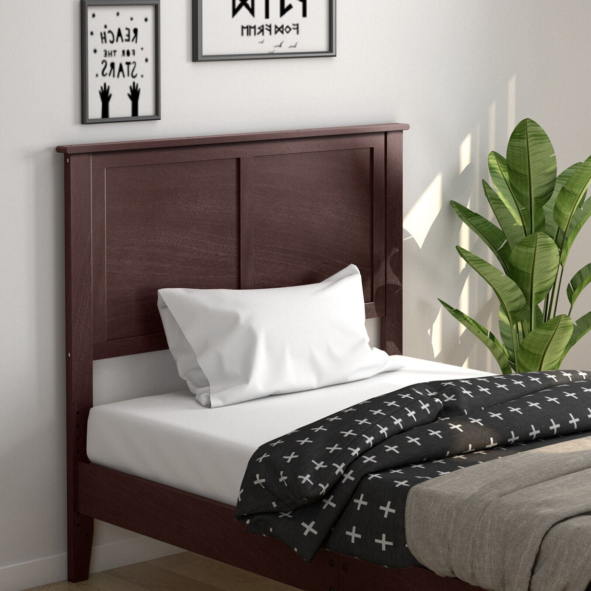 Cabecero de panel plano de madera maciza para cama individual