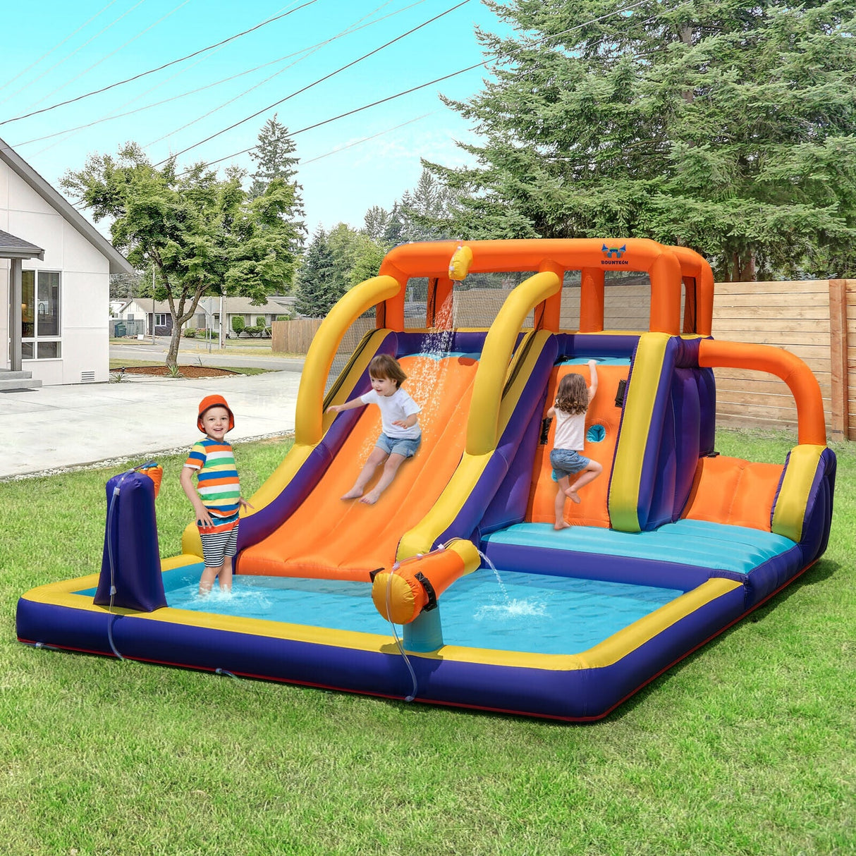 Castillo Hinchable 4 en 1 para Niños con Piscina Splash sin Soplador