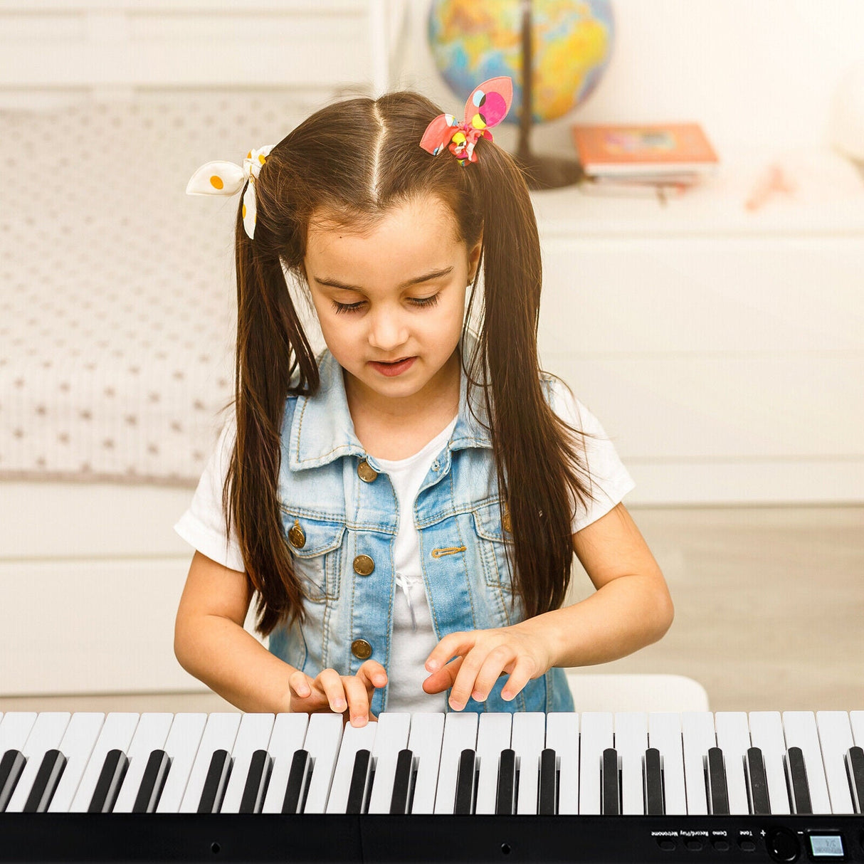 Piano eléctrico plegable de 88 teclas con luces, teclado portátil de tamaño completo MIDI