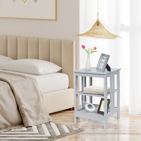 Mesa auxiliar de sofá de 3 niveles con deflectores y esquinas redondeadas