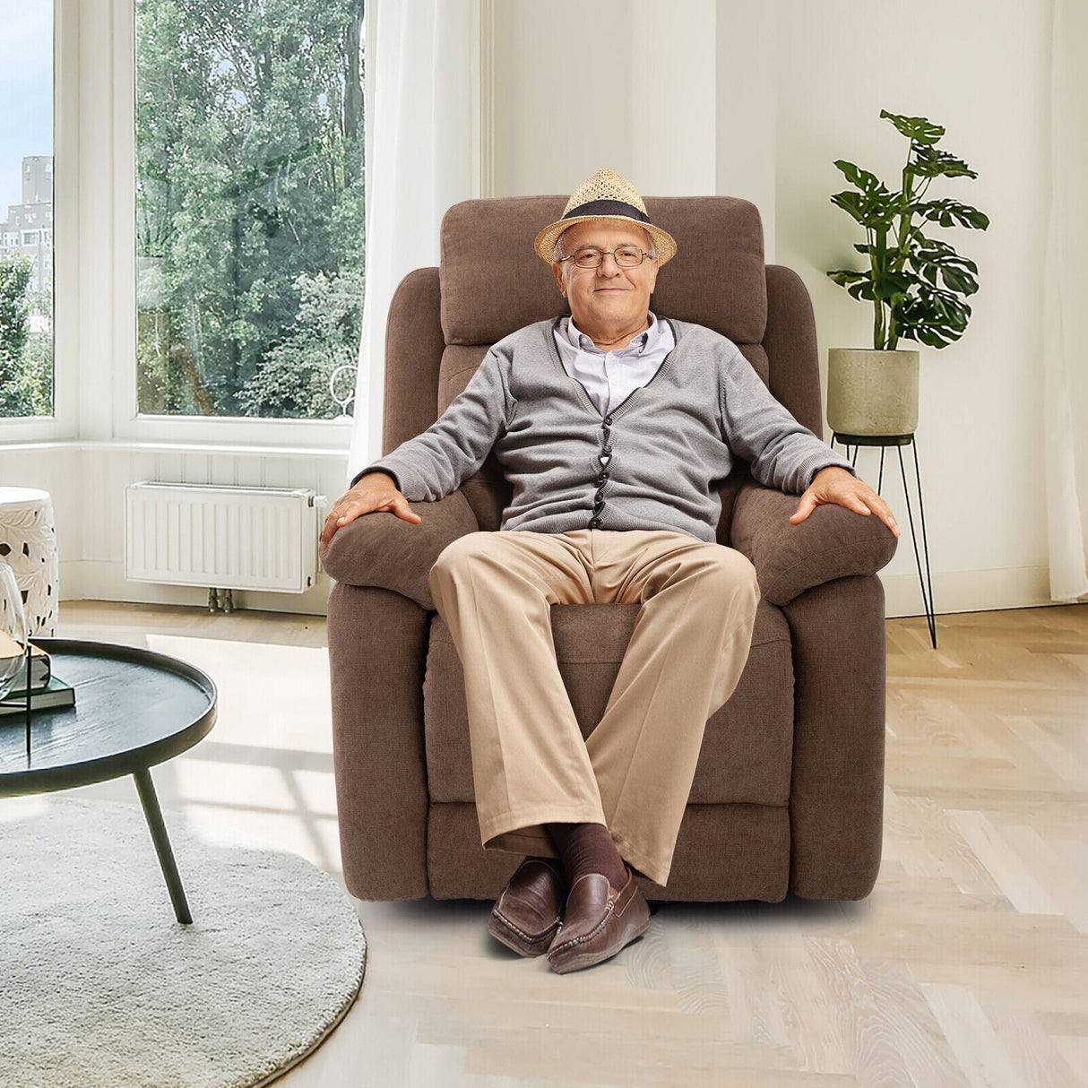 Sofá reclinable eléctrico con bolsillo lateral y control remoto