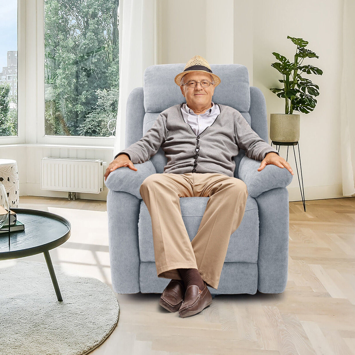 Sofá reclinable eléctrico con bolsillo lateral y control remoto