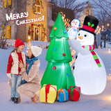 Set de Decoración Navideña Inflable de Muñeco de Nieve y Árbol de 6 Pies de Altura con Luces LED