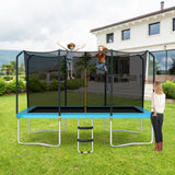 Cama elástica rectangular recreativa de 8 x 14 pies con red de seguridad y escalera