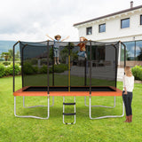Cama elástica rectangular recreativa de 8 x 14 pies con red de seguridad y escalera