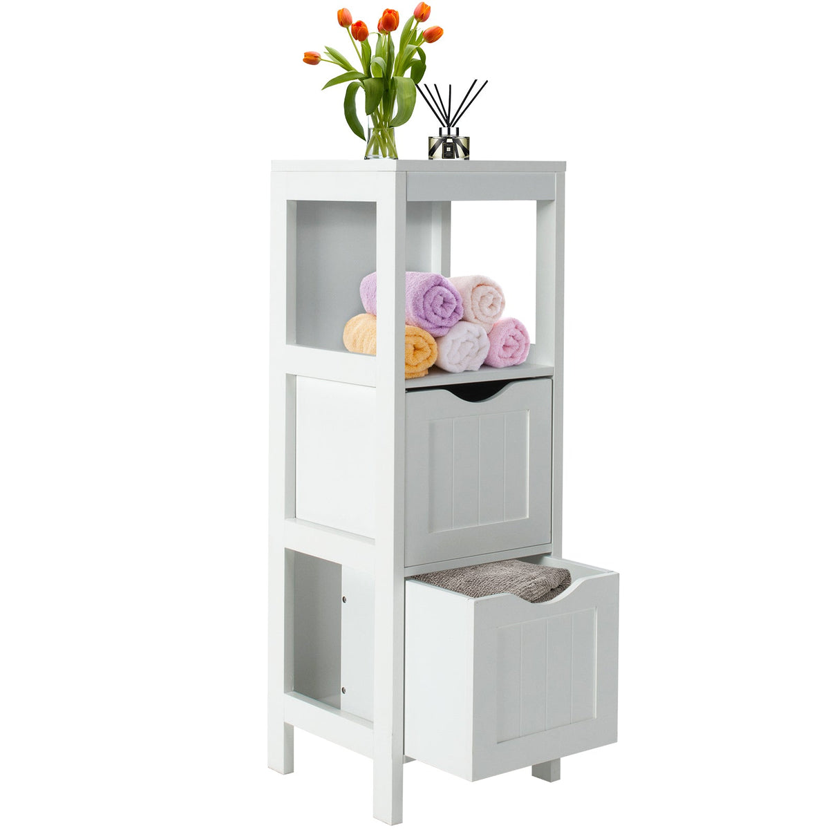 Mueble de almacenamiento independiente con 2 cajones extraíbles para baño