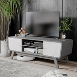 Mueble de TV con puertas corredizas y estante ajustable para televisores de hasta 55 pulgadas