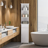 Mueble de Almacenamiento Alto de Baño Independiente con Estantes Abiertos y Cajón - Blanco