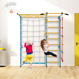 7 In 1 Kids Indoor Gym Playground Swedish Wall Ladder for Solid Wall-Yellow