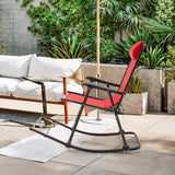 Sillón mecedora plegable liviano para exteriores con reposapiés