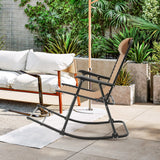 Sillón mecedora plegable liviano para exteriores con reposapiés