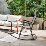 Sillón mecedora plegable liviano para exteriores con reposapiés