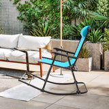 Sillón mecedora plegable liviano para exteriores con reposapiés