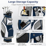 Bolsa de golf de 10.5 pulgadas con 14 divisiones y 7 bolsillos con cremallera