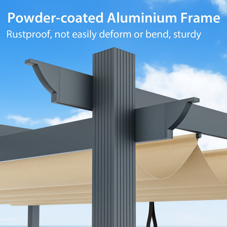 Pérgola retráctil de aluminio para exteriores de 10 x 13 pies
