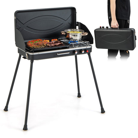 Parrilla y cocina de gas 2 en 1 para camping con